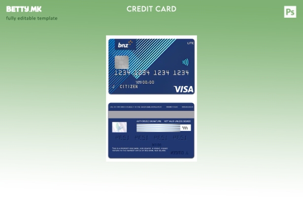 Модерен стил шаблон за виза картичка на Нов Зеланд BNZ Bank lite